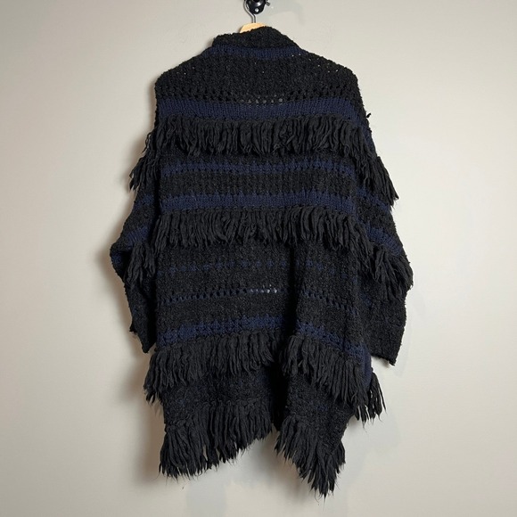 Fringe Knit Zadig Voltaire Cardigan Women's Extra Small Black Blue Made in Italy - Picture 2 of 7